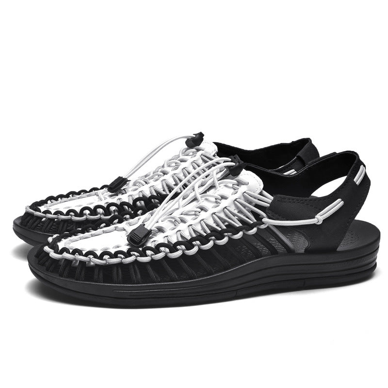 Unisex Handmade Woven Closed-Toe Beach Sandals | Breathable Mesh Roman Style