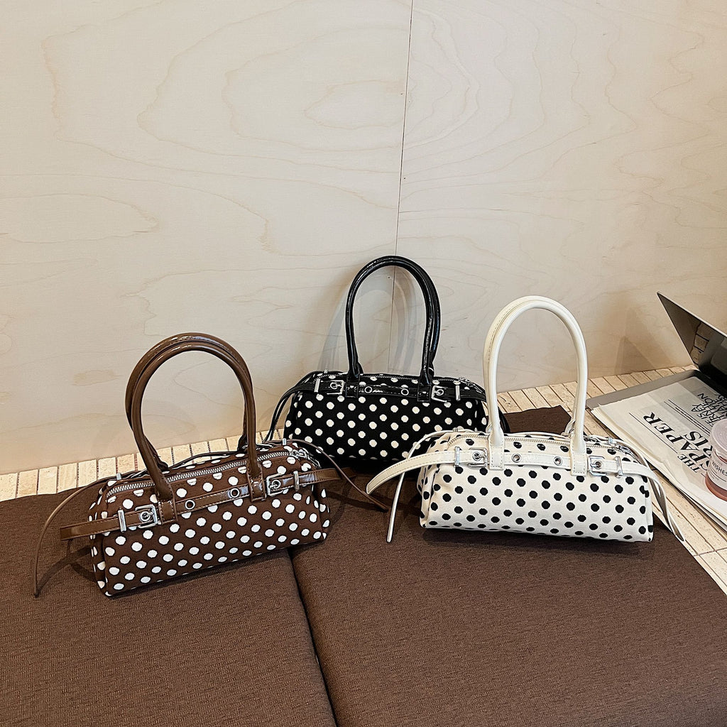 Women's Polka-Dot Tote Bag – PU Leather Pillow Bag with Multiple Compartments
