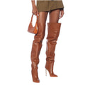 Women's Over-the-Knee Stiletto Boots | Plus-Size Sexy High Heel Slip-On Boots | Brown