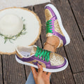 Women's Sequin Lace-Up Sneakers - Purple Gold Chunky Sole Platform Shoes