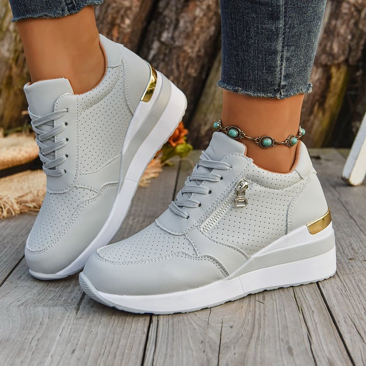 Casual Lightweight Athletic Sneakers for Women | Round Toe High-Top Sports Shoes | Blue, Black, Gray