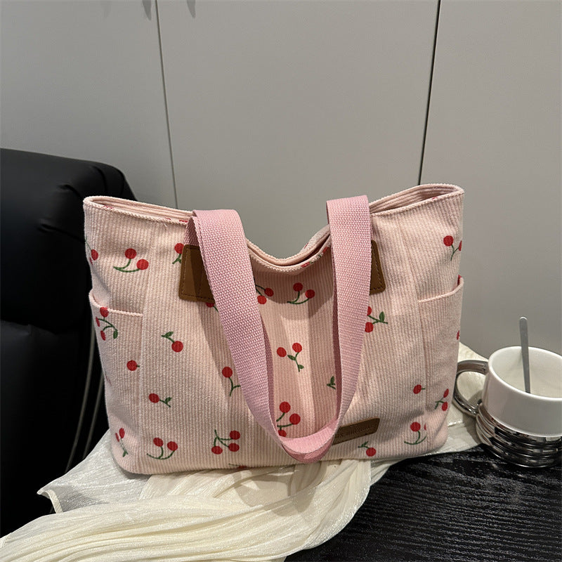Women's Minimalist Canvas Tote Shoulder Bag – Black, White & Pink | Sarah Express