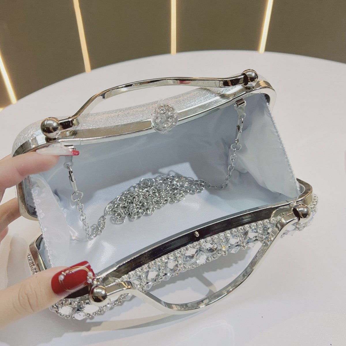 Diamond Tassel Evening Clutch Bag - Crystal Embellished Handbag for Women | Formal Party Purse