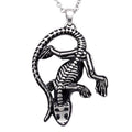 Lizard Skeleton Necklace Gothic Reptile Pendant Silver